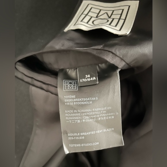 ‼️SOLD‼️ Toteme Double Breasted Blazer - Black - Picture 4 of 4